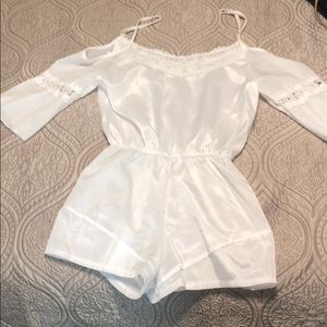 NWOT Boho white romper/cover up S